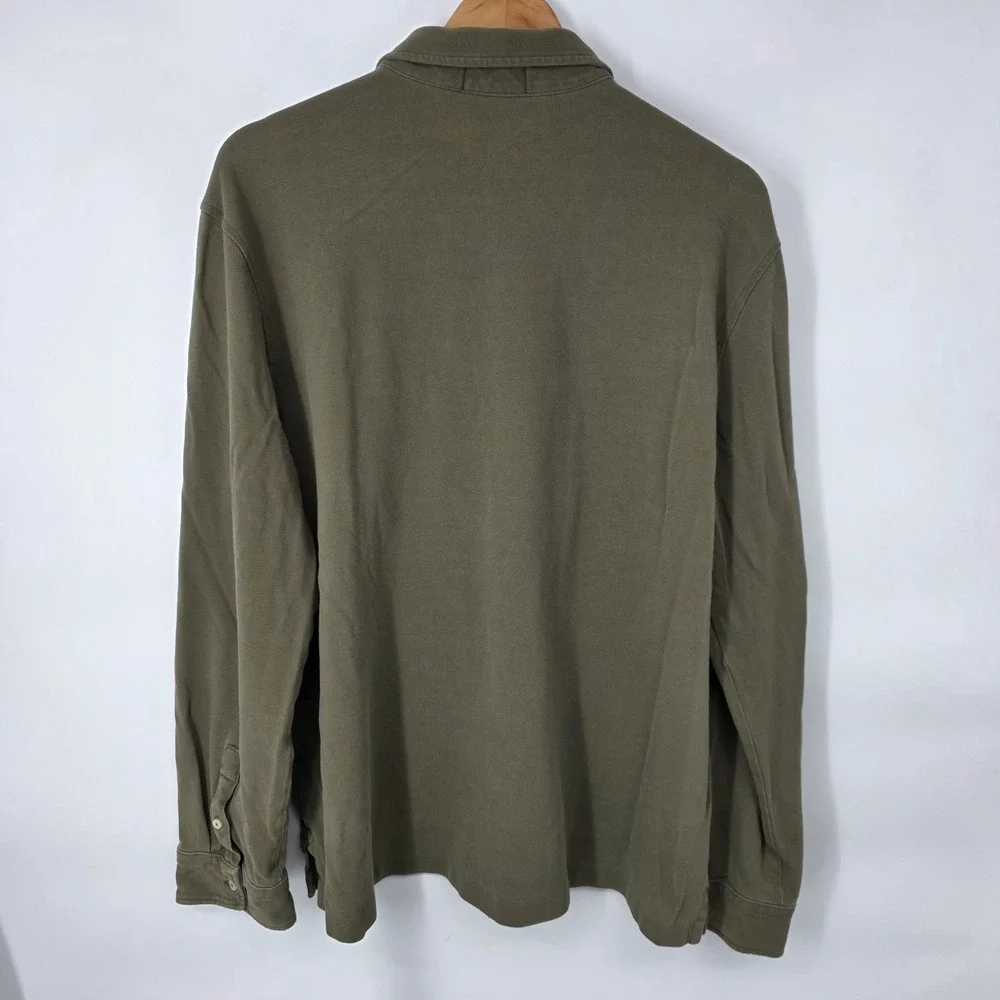 Polo Ralph Lauren Shirt Men XXL Olive Green Popover Featherweight Mesh‎